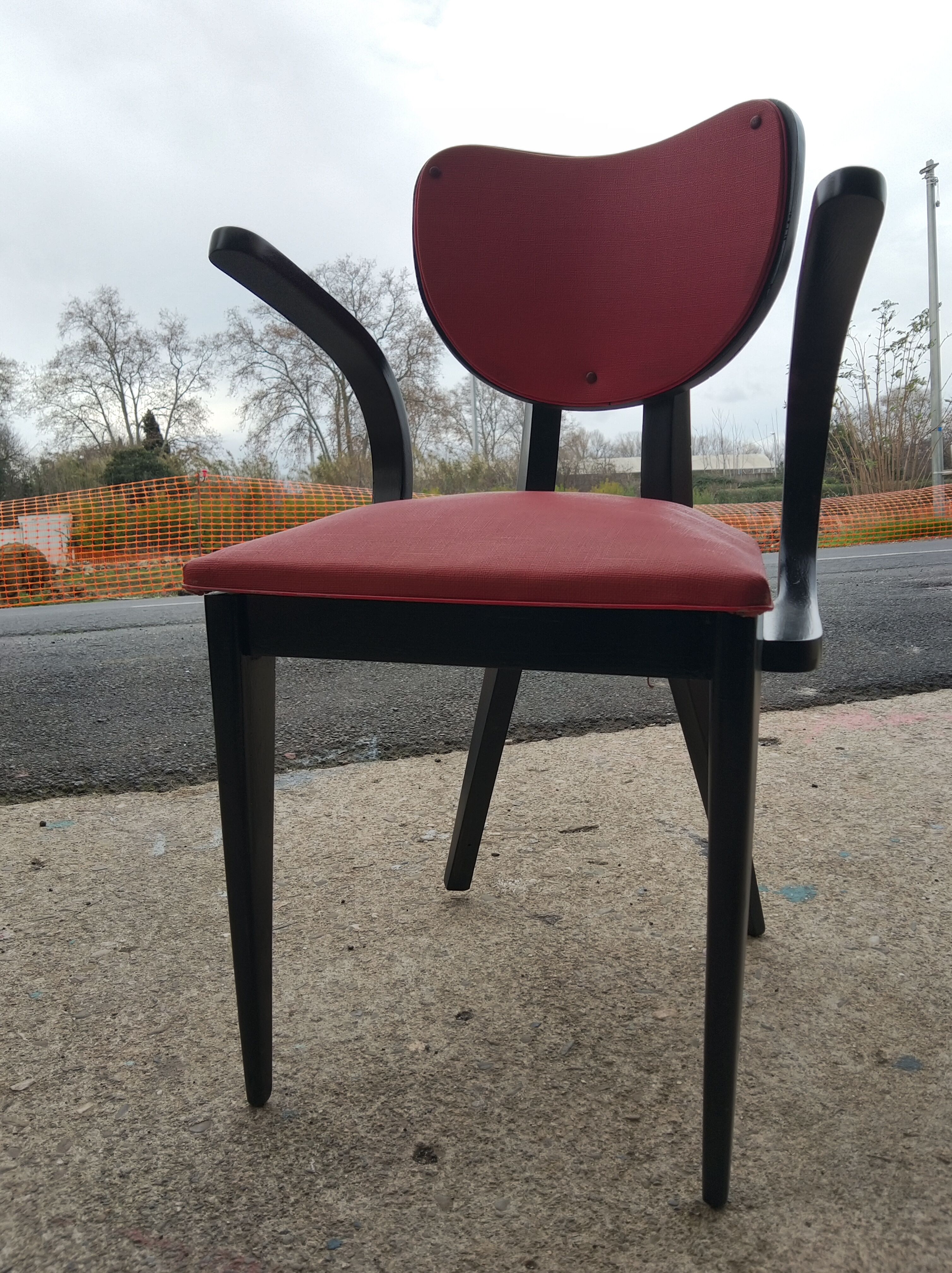 Fauteuil de bureau vers 1950 rouge et noir