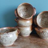 Stoneware soup bowls from Puisaye, signed Jean-Pierre Prud’homme