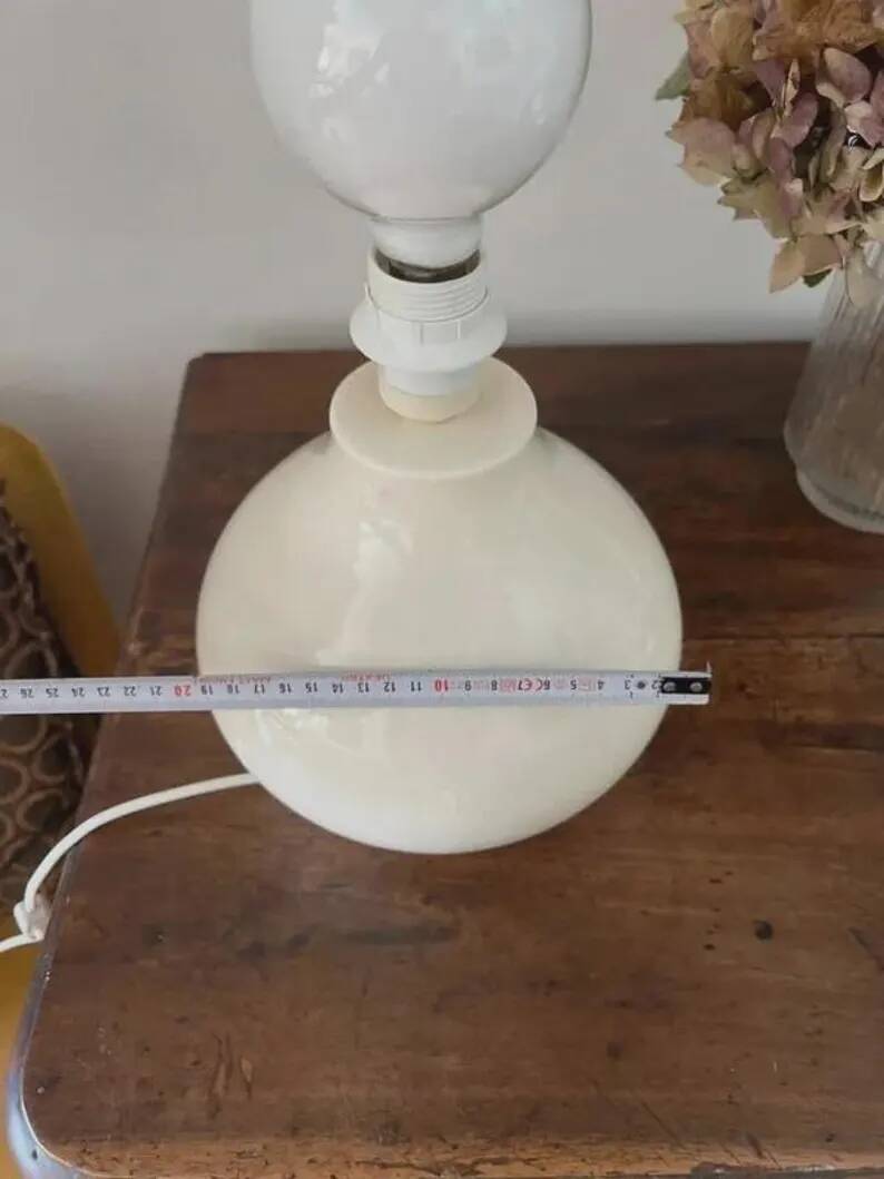 Vintage White Crackled Glazed Ceramic Lamp | Stoneware Base Varnished Light Bohemian Chic Artisan Table Bedside Lamp
