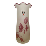 blown glass vase with art nouveau flower decoration