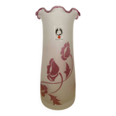 blown glass vase with art nouveau flower decoration