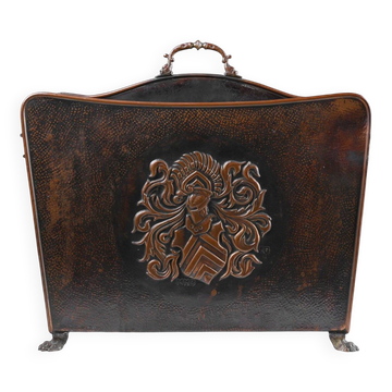 Mid-Century Magazine Rack in Hammered Copper, France, 1890s