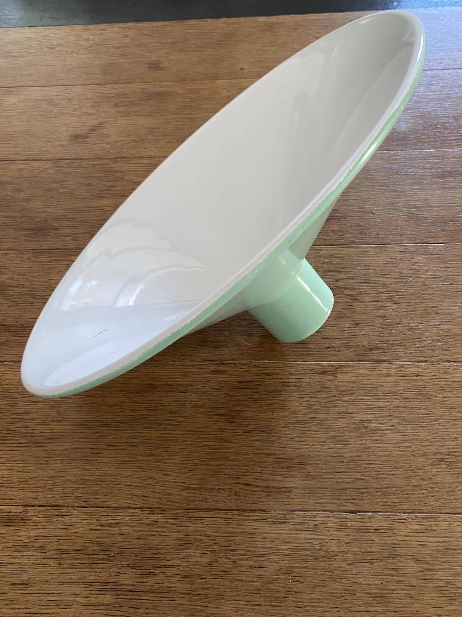 Industrial style metal lampshade. Almond green color.
