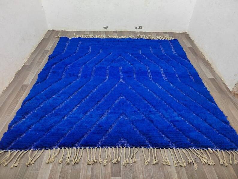 Azilal blue wool rug 250cm x 150cm