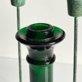 Bougeoirs en verre et métal vert