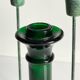 Green glass and metal candle holders