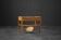 Vintage Mid-Century Danish Modern Teak Thread Side Table with Wicker Basket