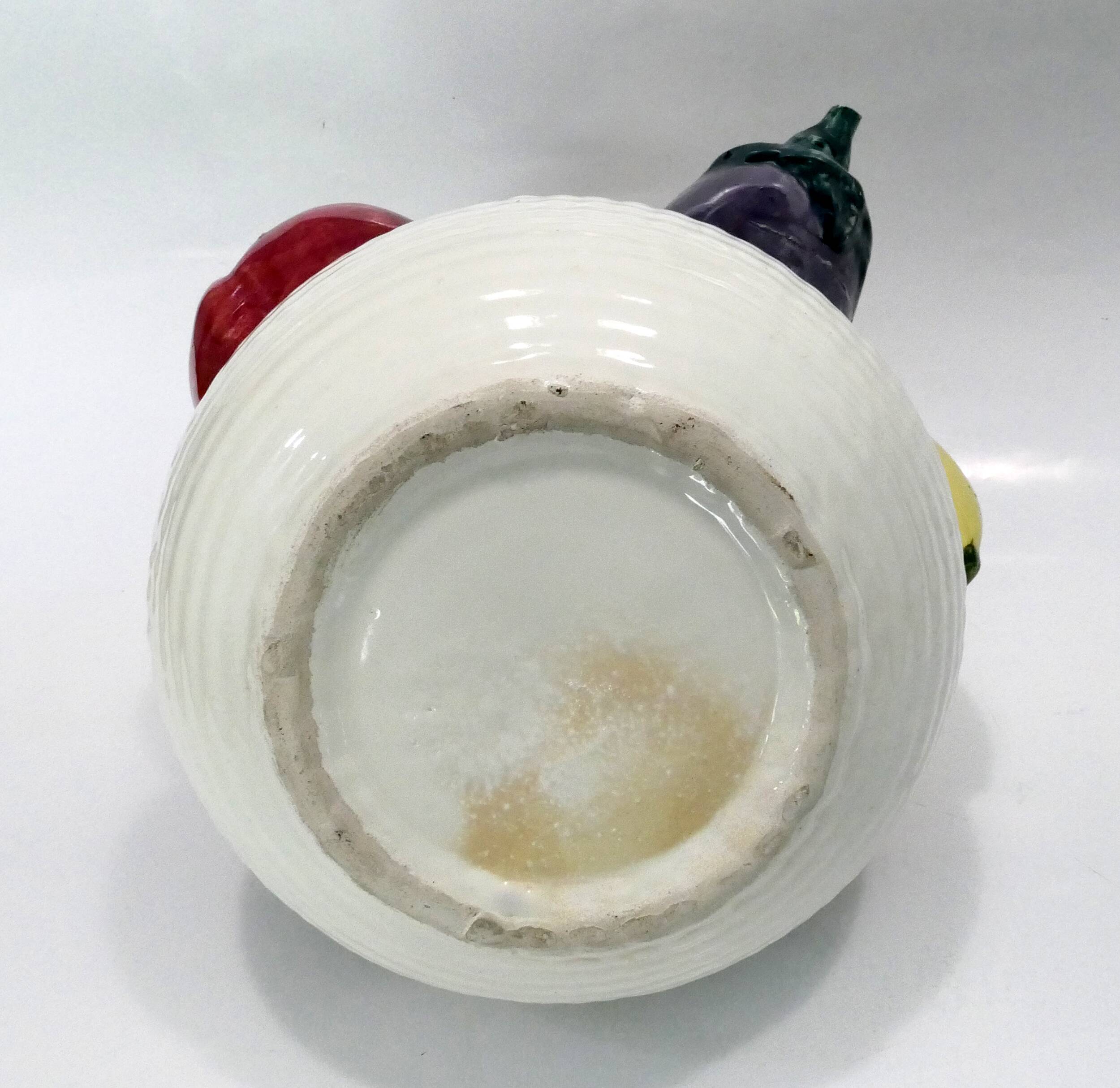 Mid-century trompe l'oeil ceramic fruit and vegetable bowl