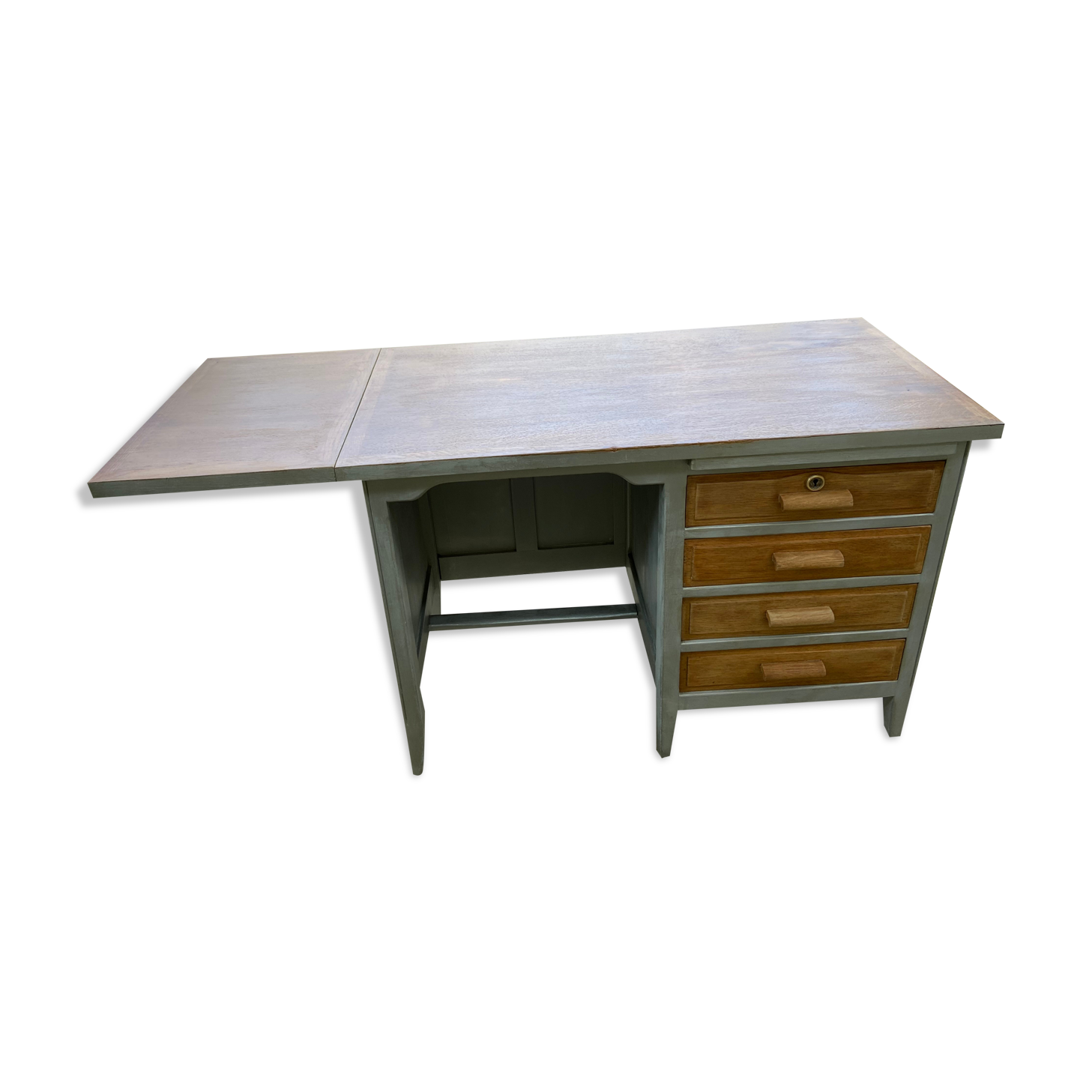 Children's desk in wood, patinated gray