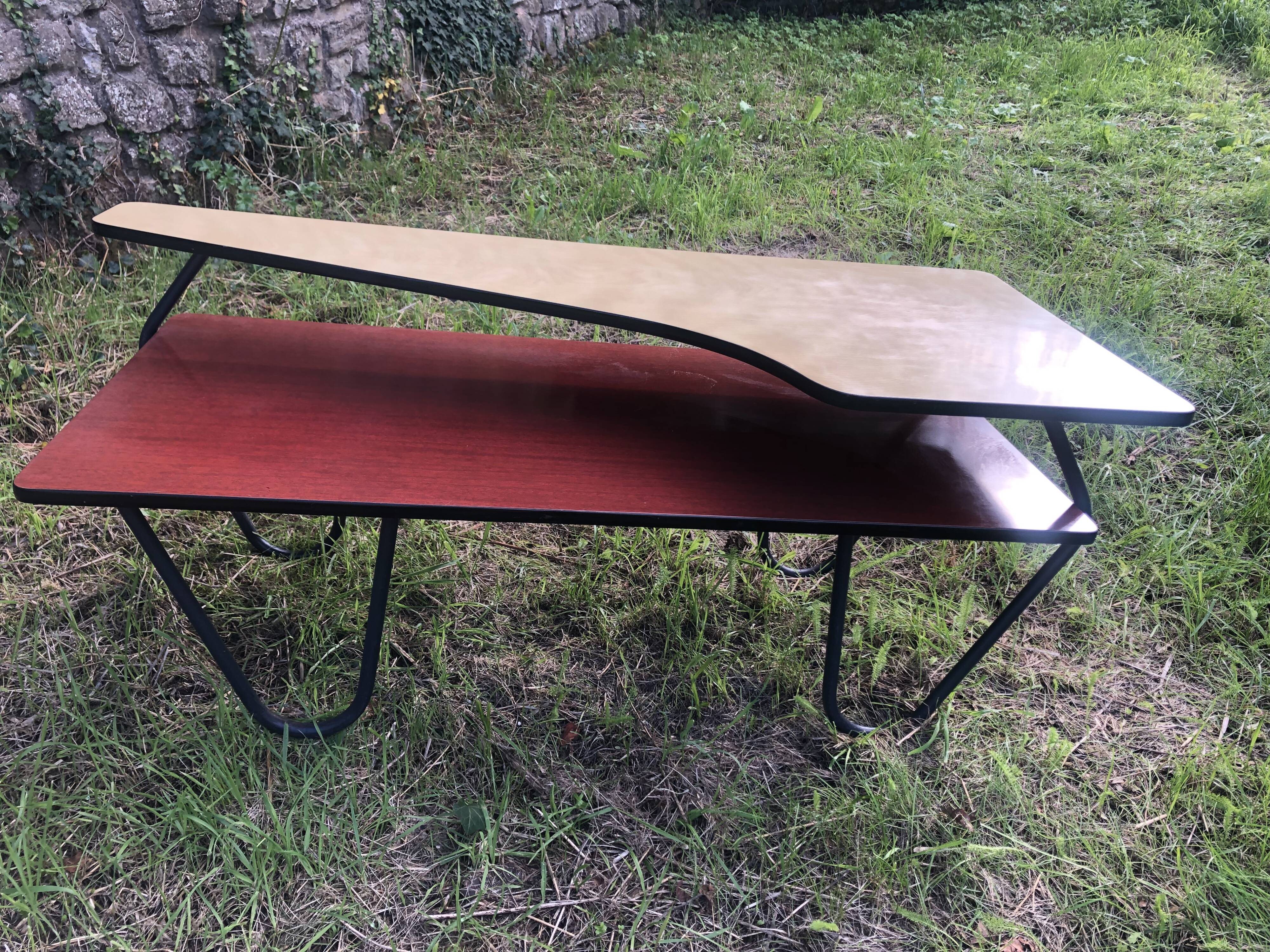 Atypical double top Formica coffee table from the 60s