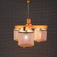 Vintage cane and brass ceiling lamp, 1980s, Italy.