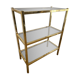 VINTAGE SHELF CONSOLE IN GOLD METAL AND SMOKED GLASS