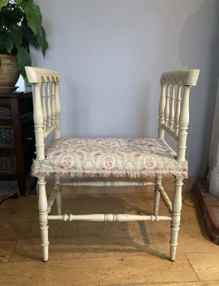 Straw-seated bench, late 19th/early 20th century (formerly a piano bench)