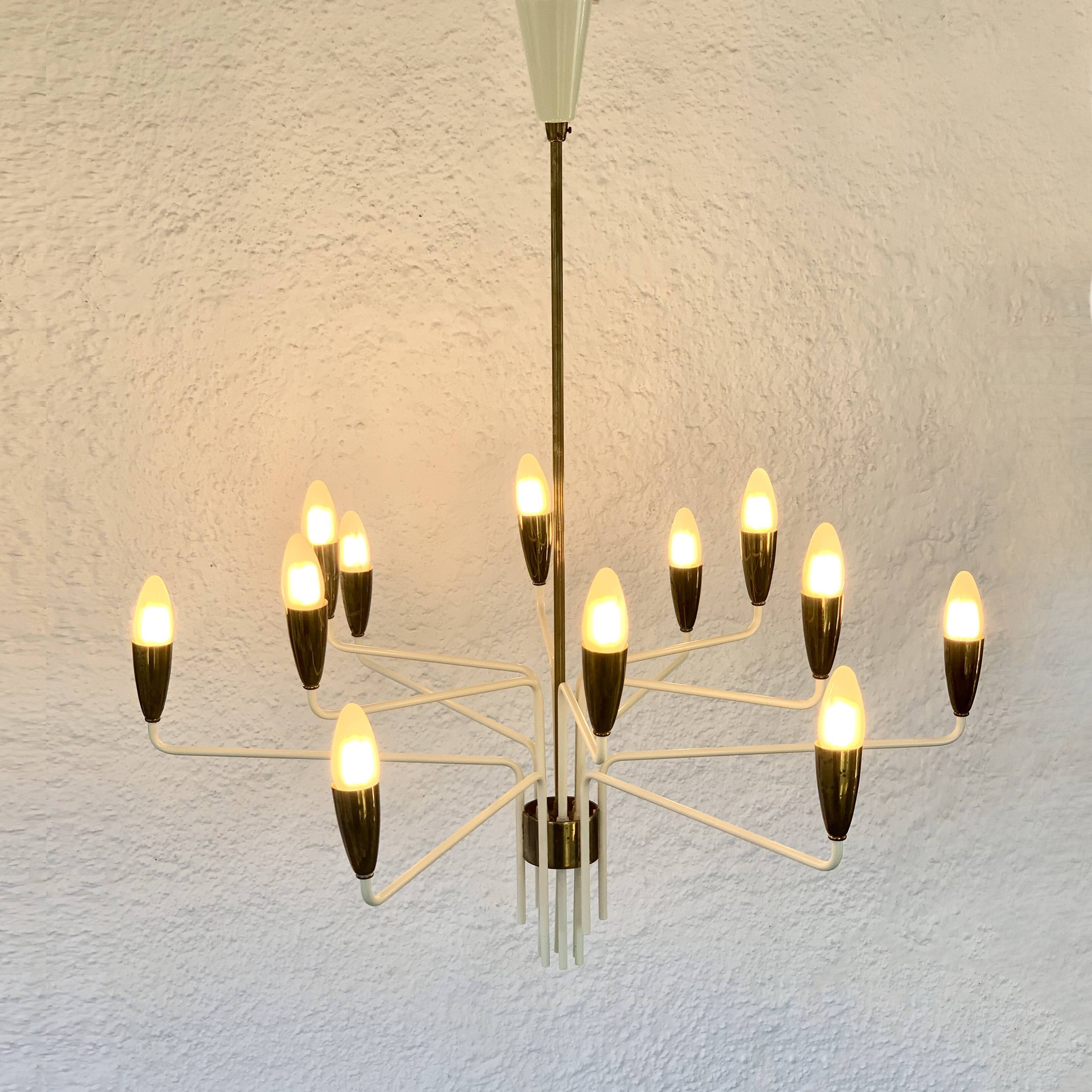 Chandelier 12 arms attributed to Stilnovo,1950