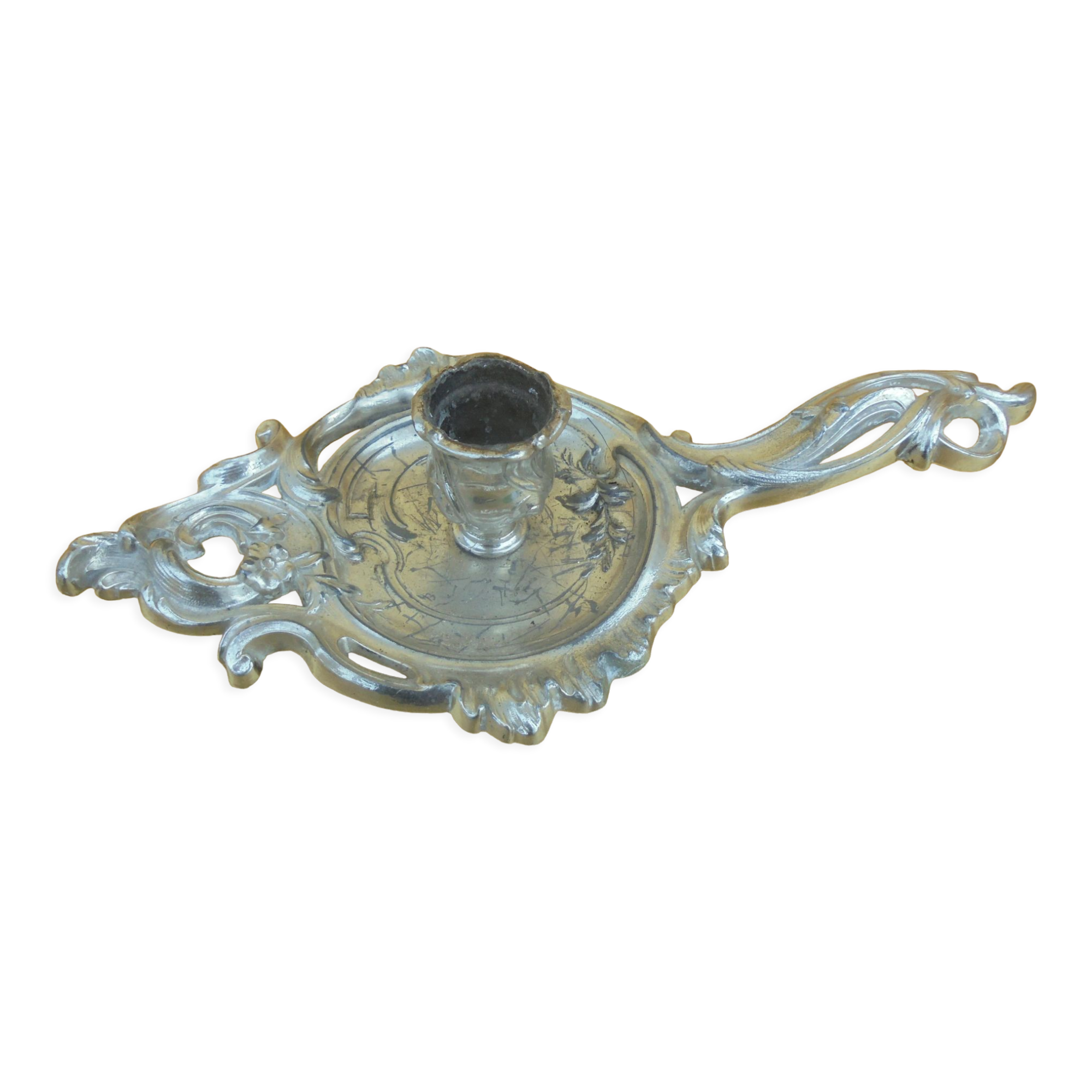 Bronze hand candle holder silver Louis XV style