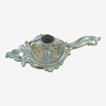 Bronze hand candle holder silver Louis XV style