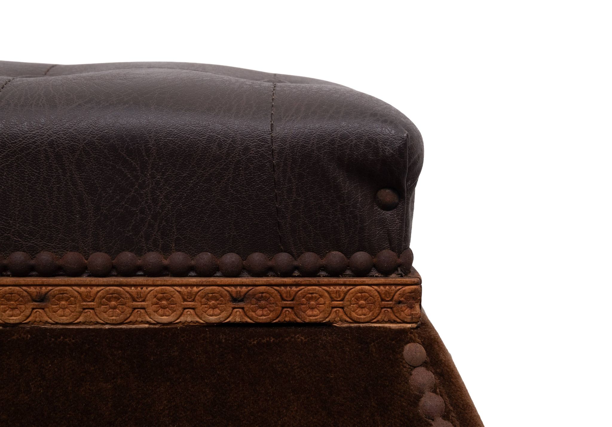 Stunning curved Velvet pouf with storage 1960s France