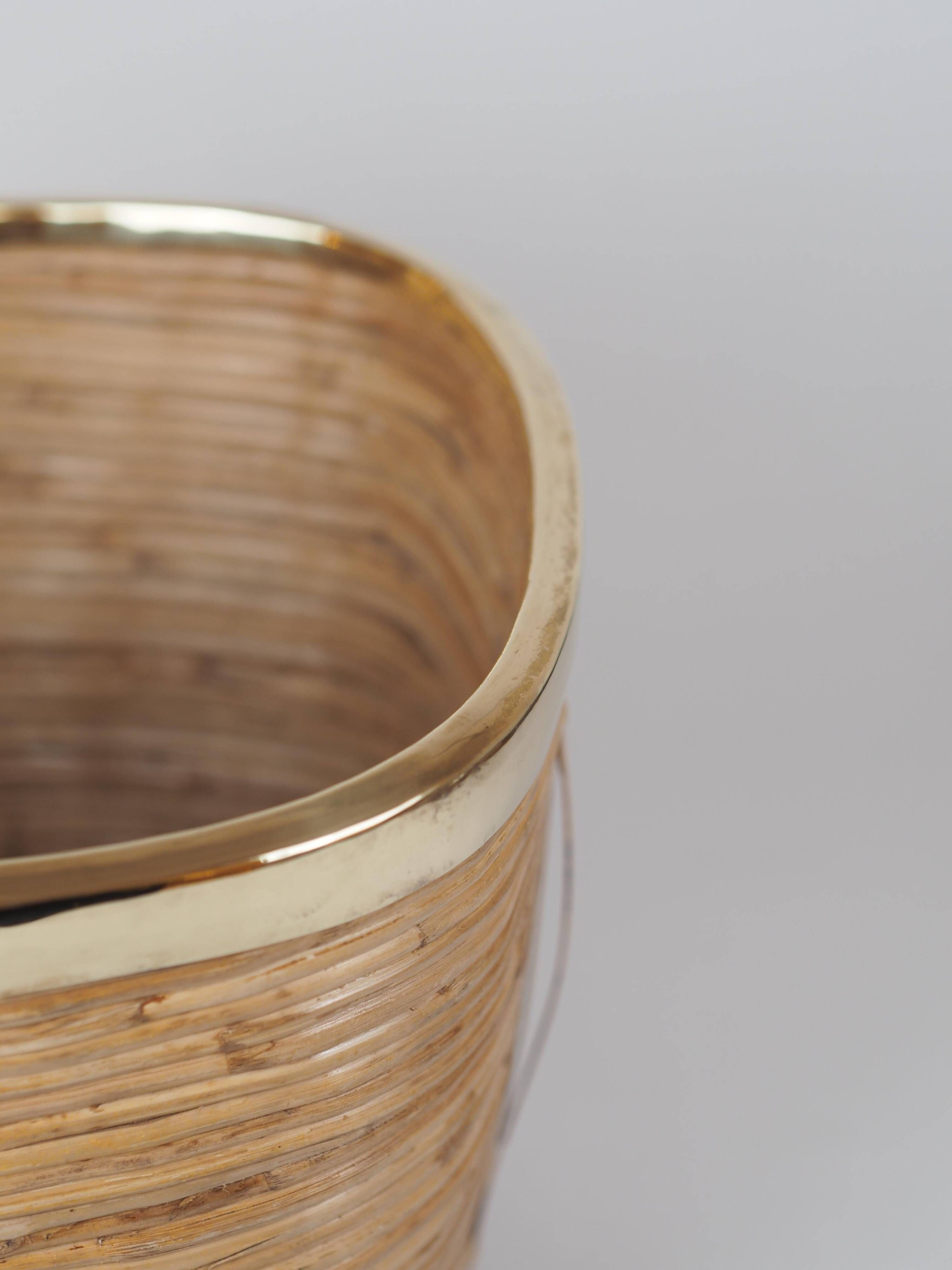 Vintage Italian style pencil holder and brass planter or basket.