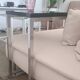 Contemporary C design side table — Heavy chrome steel and top