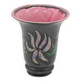 Enamelled ceramic vase, signed, Vallauris, vintage, 1970's