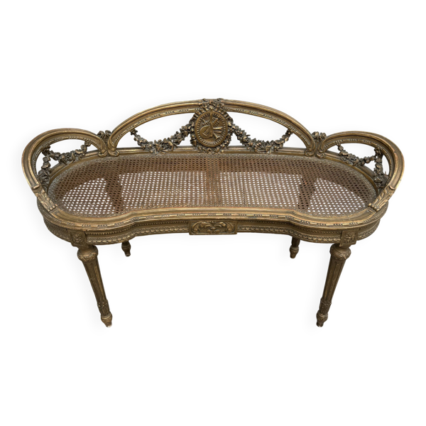 Superbe banquette de salon (modèle corbeille) de style Louis XVI