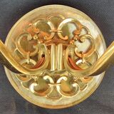 Pair of bronze and glass/neoclassical wall lamps