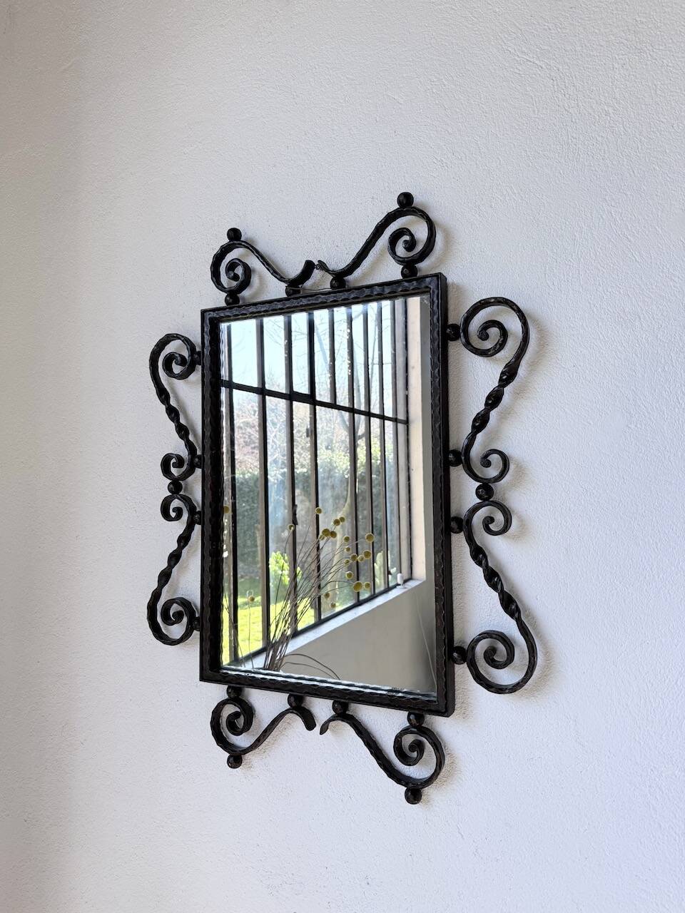Brutalist wrought iron mirror 1940