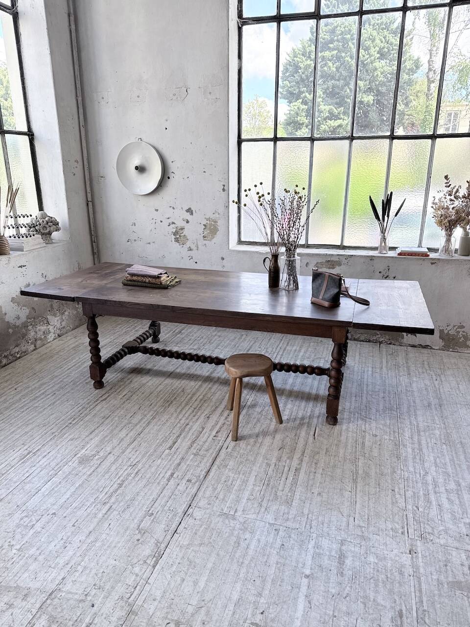 Solid oak table 1900 drapery style XL 280cm with extensions
