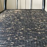 Black service in wood and rattan 70s