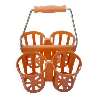 Orange bottle holder basket from the 60s