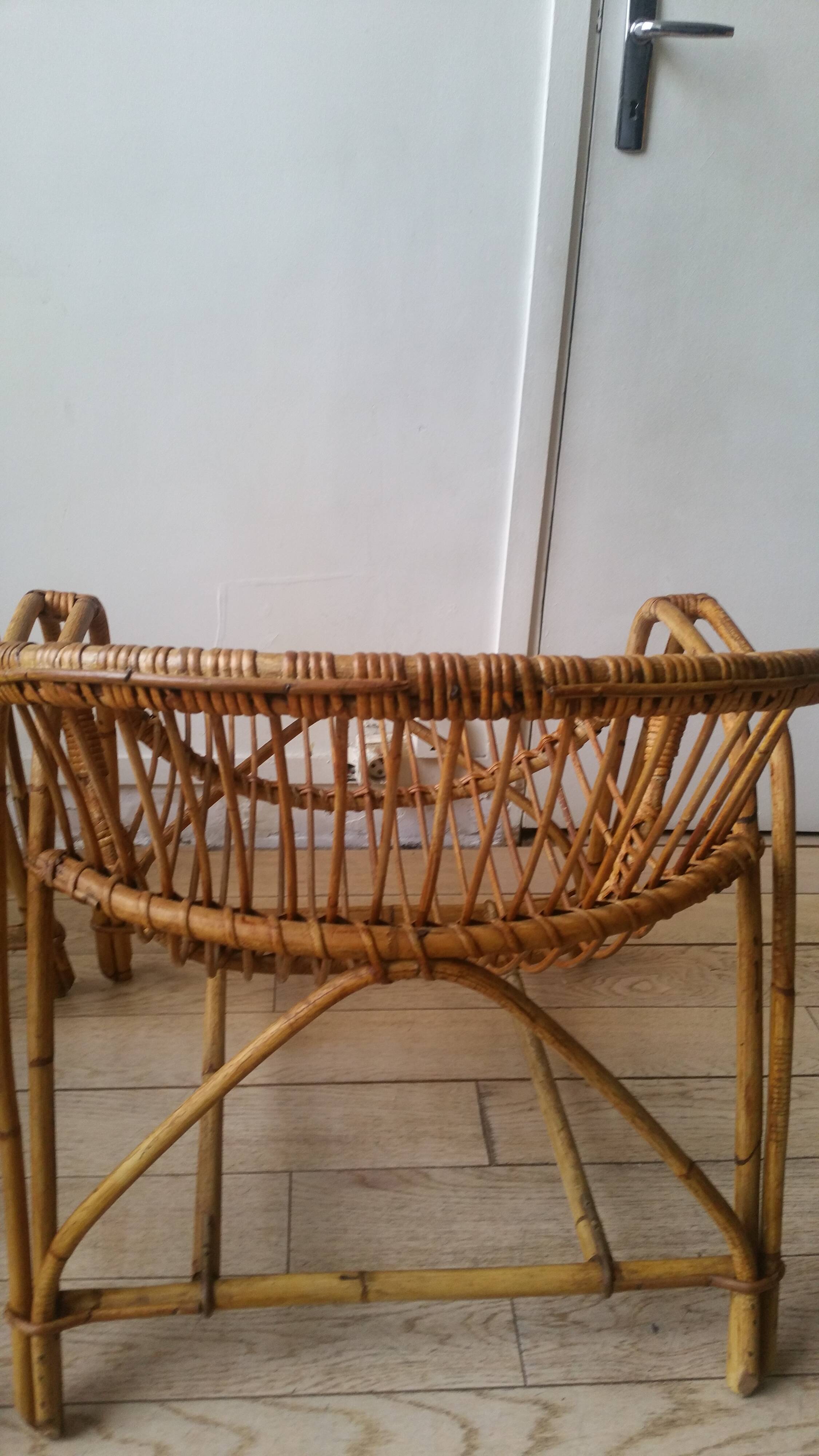 Pair of rattan basket armchairs