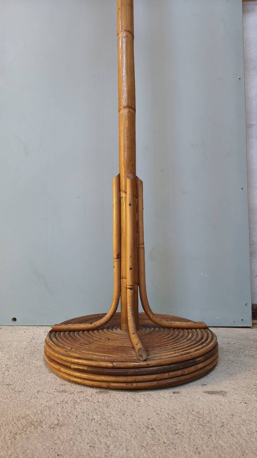 Vintage "parrot" coat rack in bamboo and rattan