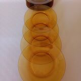 12 assiettes plates Vereco ambre