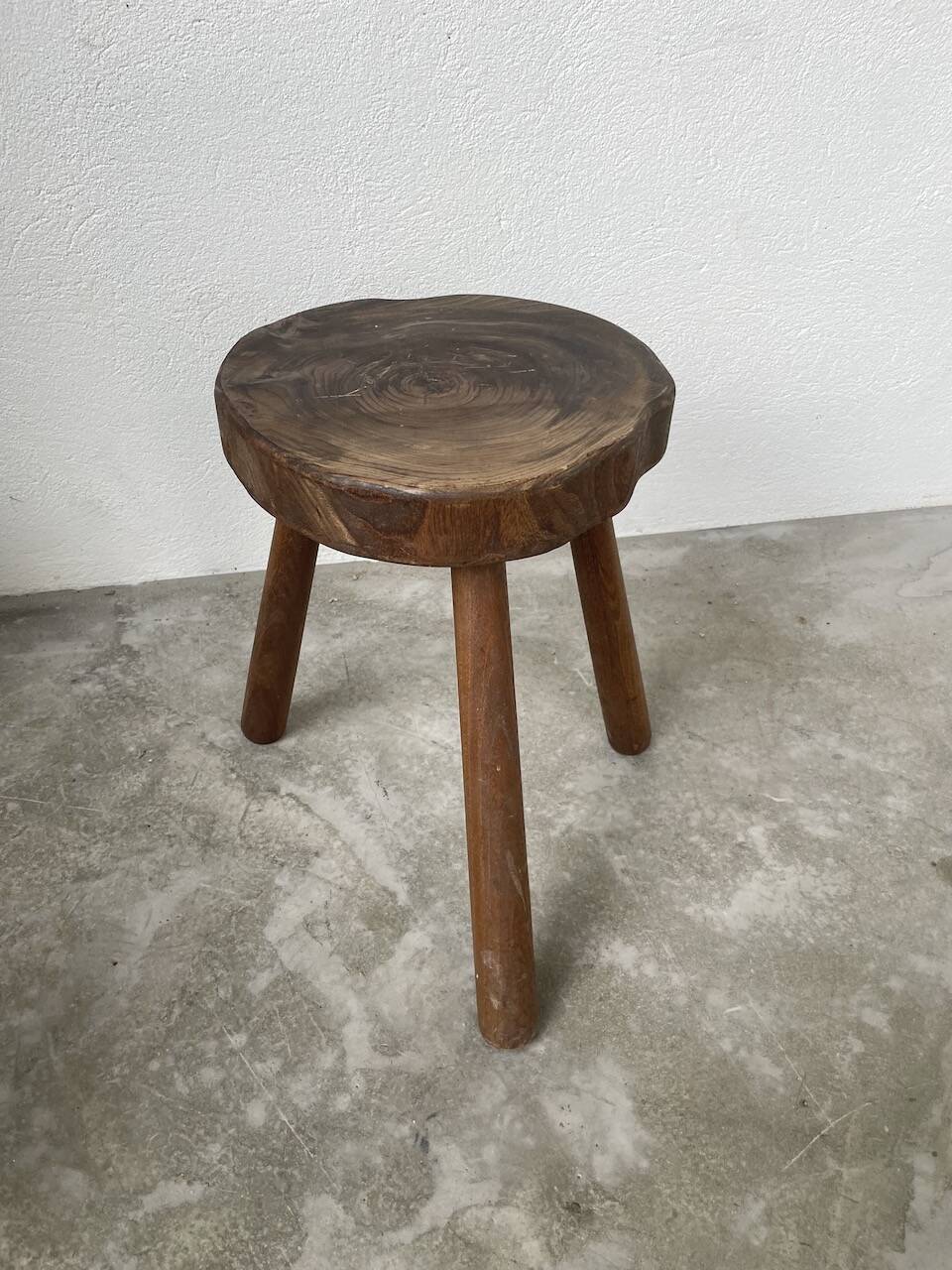 50s tripod oak stool