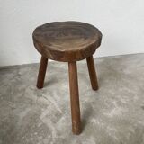 50s tripod oak stool