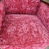 Canape and 2 armchairs art deco red velvet