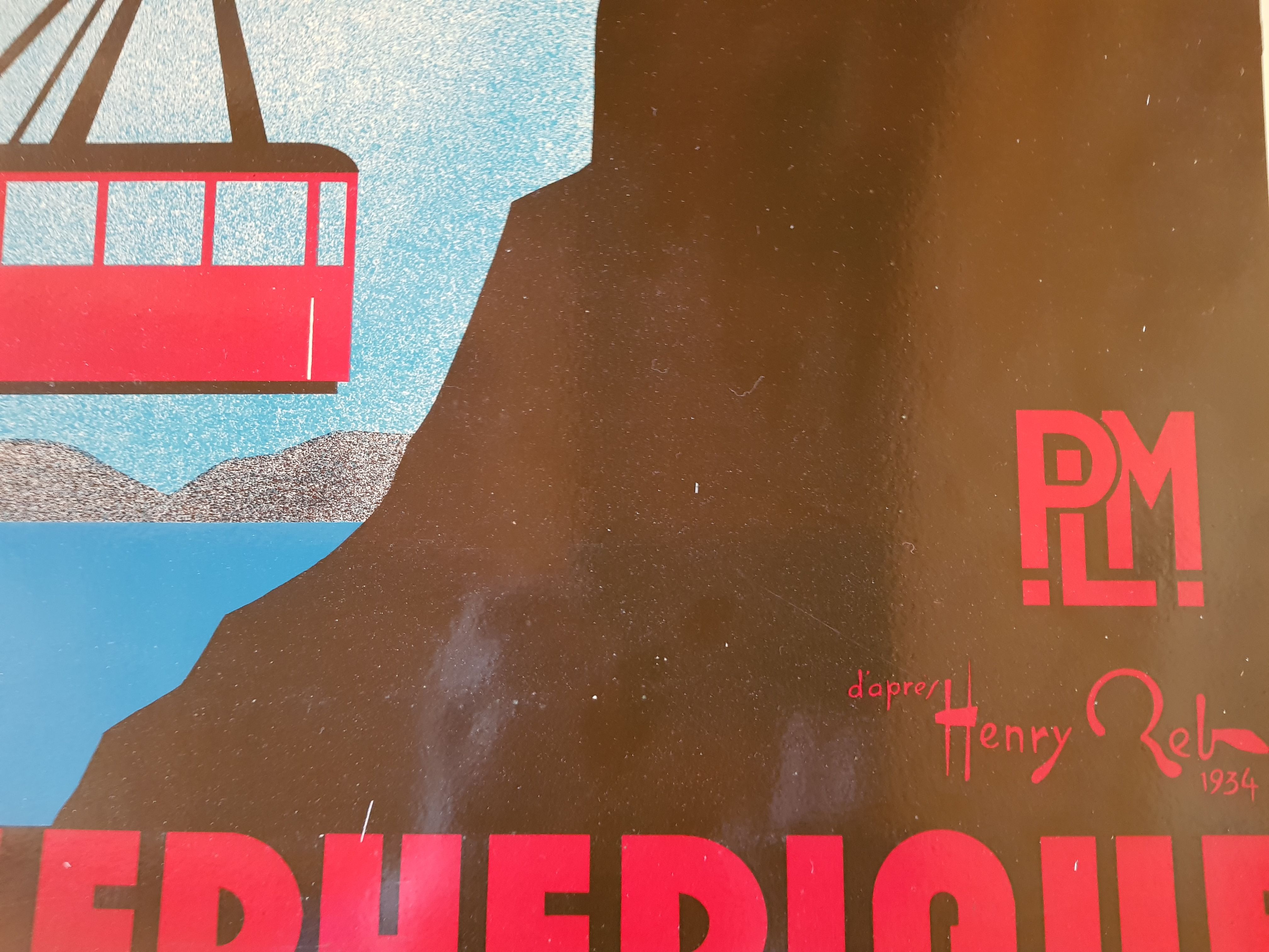 Poster Plaque Tole Painted Advertising "The Veyrier Cable Car of Lake D' Annecy"