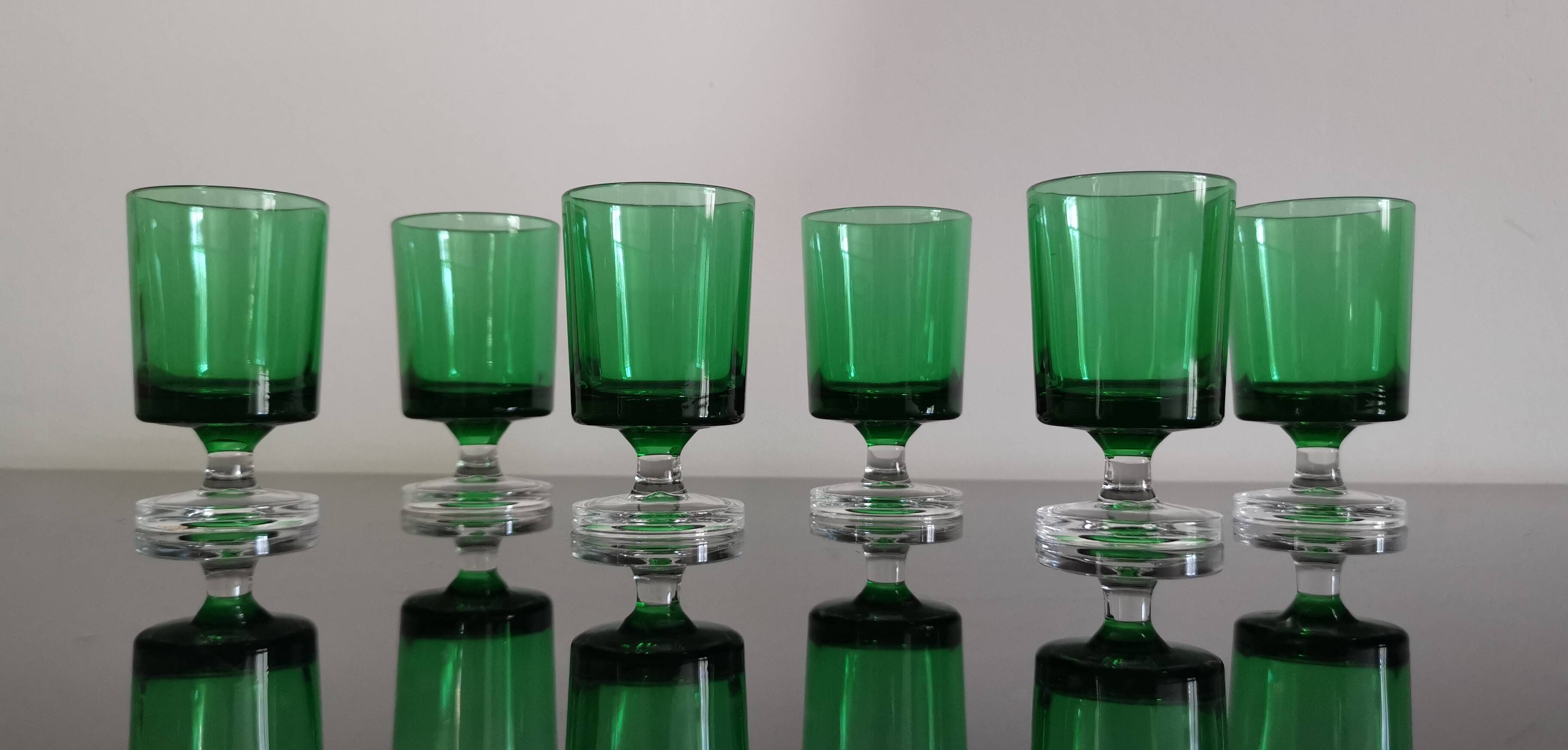 6 verres apéritif Luminarc Cavalier couleur vert bouteille