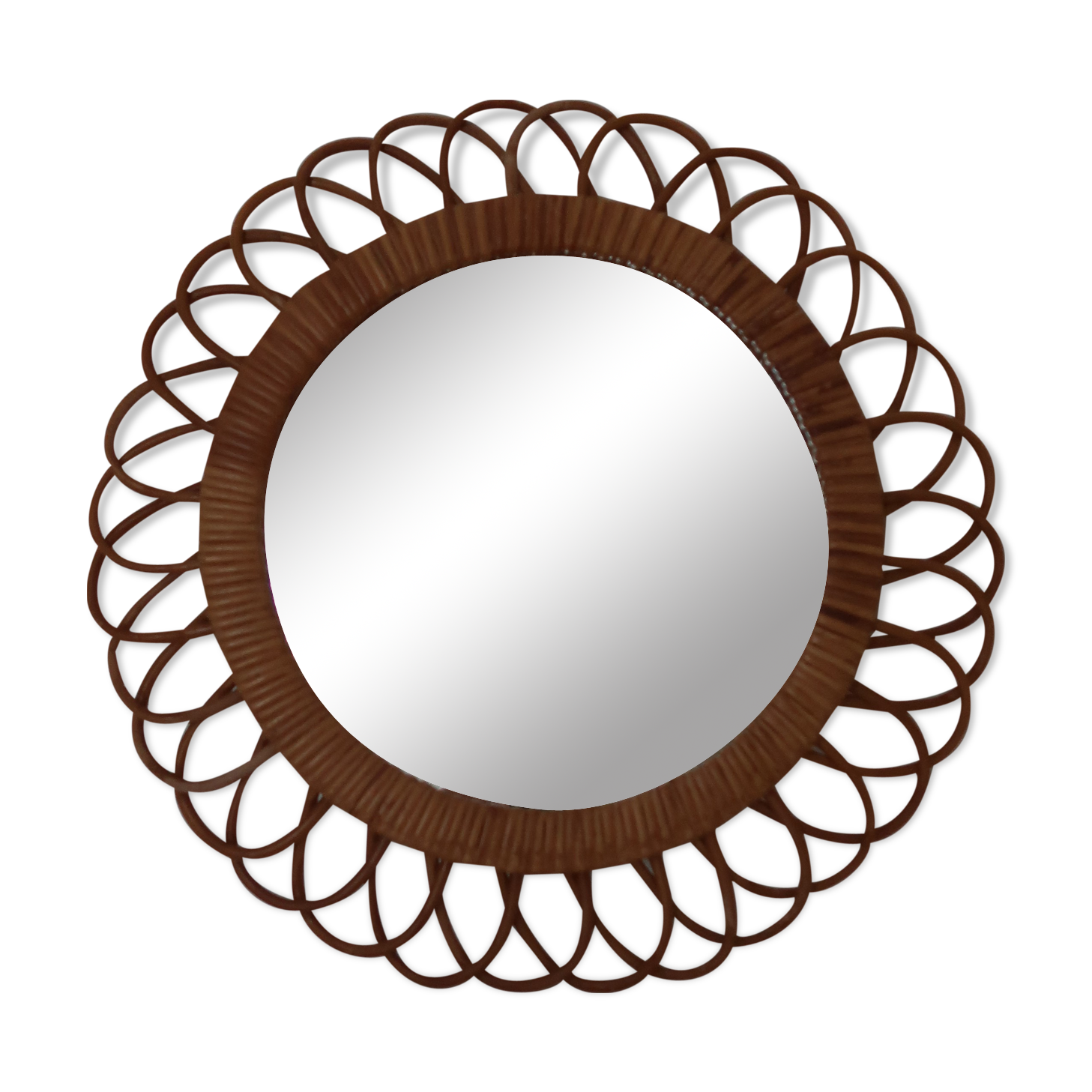 Mirror witch rattan 70s - 46cm