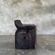 Stool, tabouret or low Japanese-style armchair in brutalist monoxyle radica.