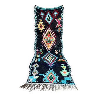 Vintage Berber Boucherouite hallway runner: Moroccan rug