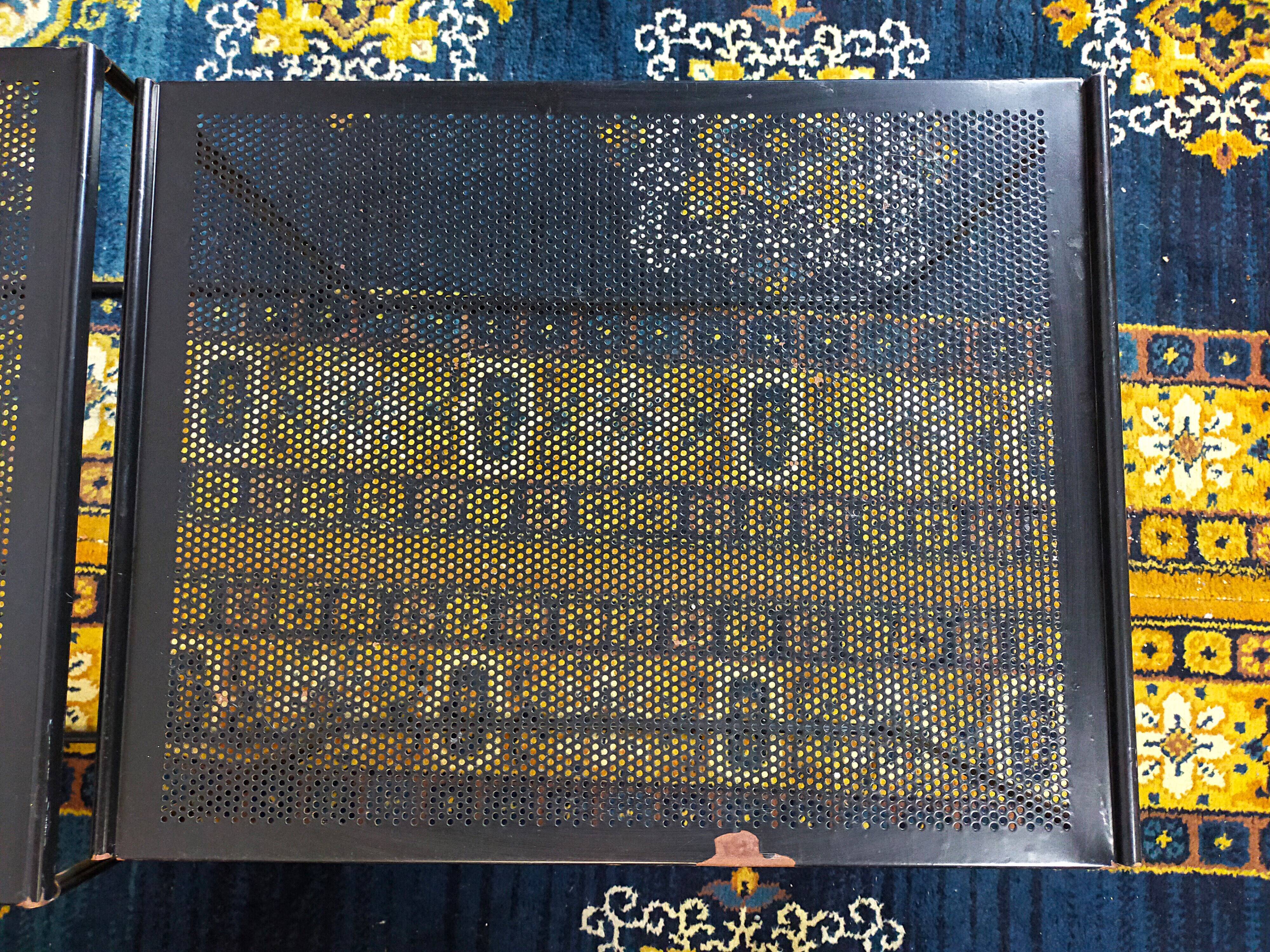 Vintage black metal trundle tables 1950