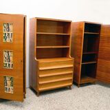 Cabinet and furniture in ash and painted glass, Italy, 1950