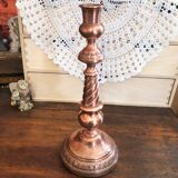 Red copper candle holder with punches