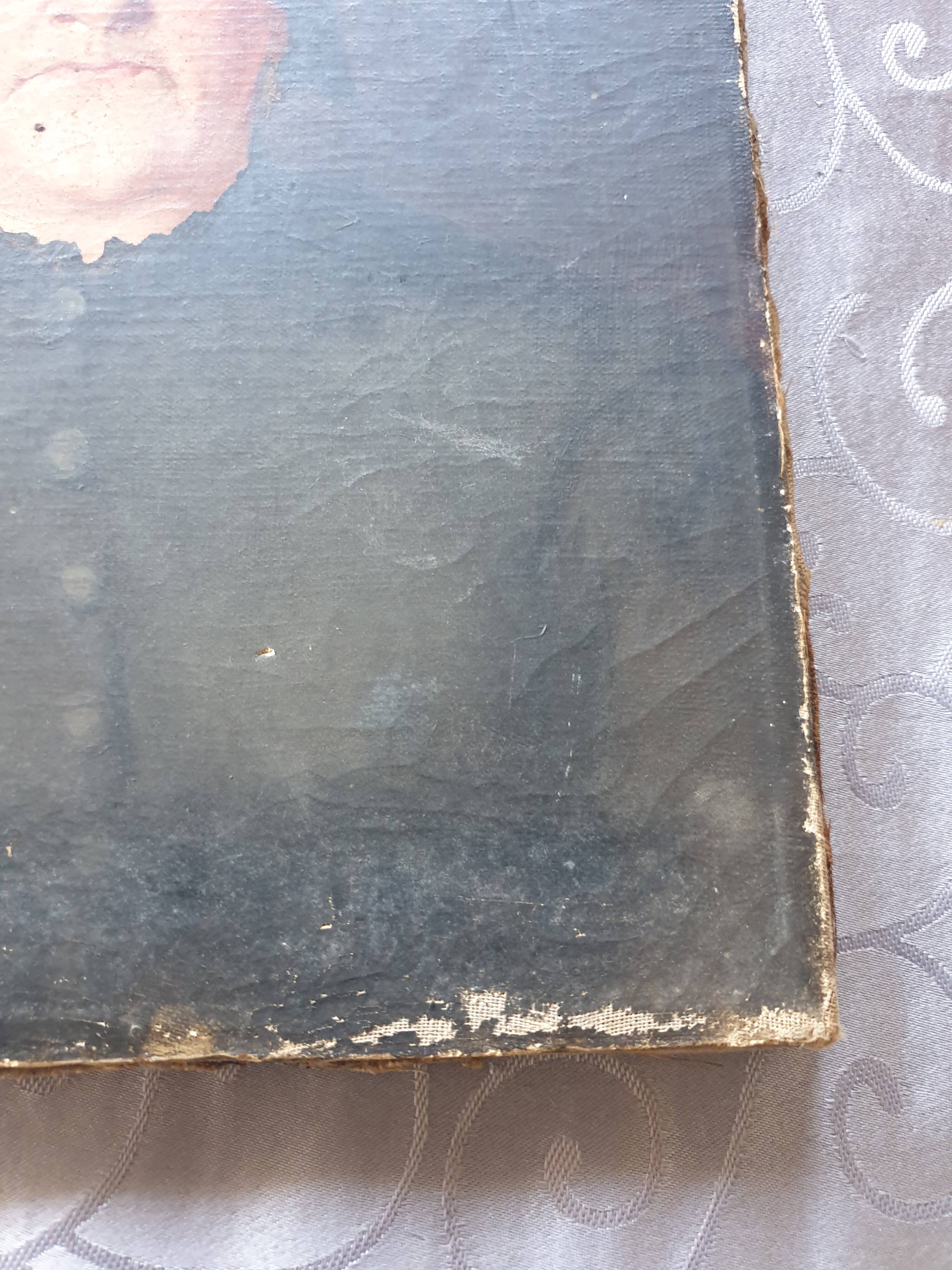 2 old oil portraits on panel 1800's