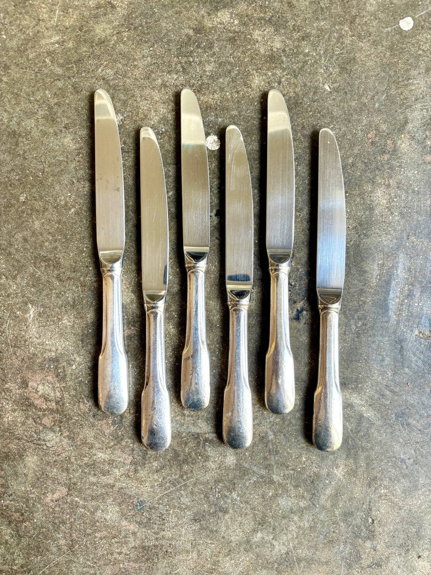 6 Guy Degrenne dessert knives in silver metal