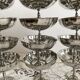 Vintage stainless steel cups on foot