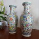 Pair of Chinese thousand flower vases - 20th century pink family period - 31 cm