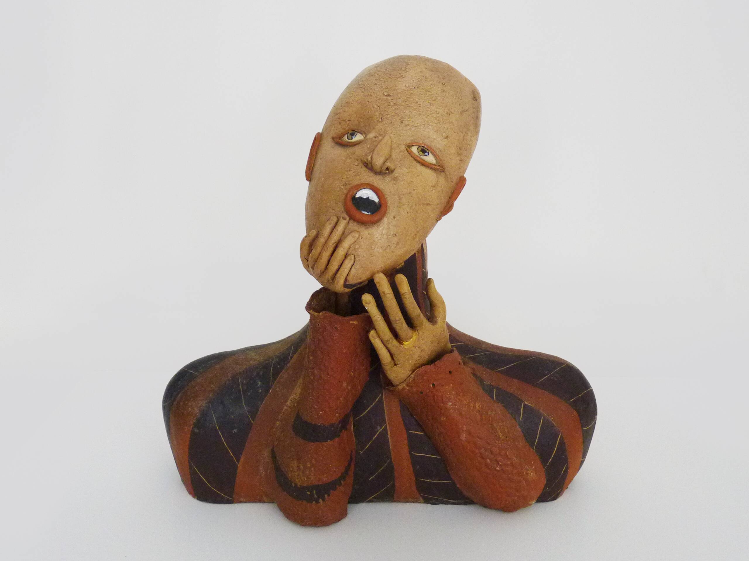 Polychrome terracotta bust sculpture