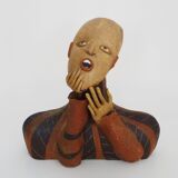 Polychrome terracotta bust sculpture